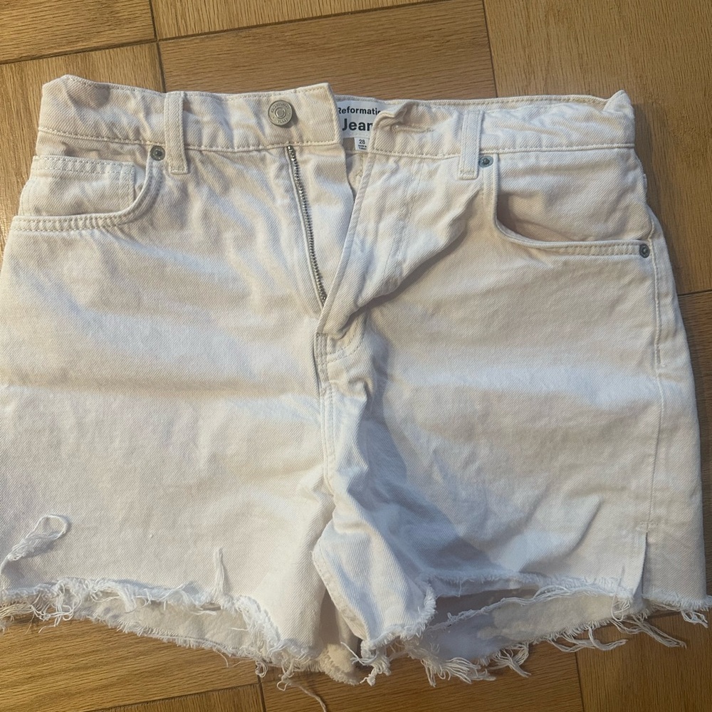 Reformation Women's Ivory Denim Shorts